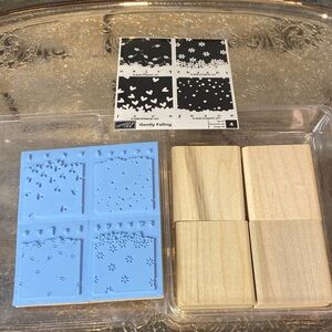 Stampin' Up! Blue and Natural Wood Rubber Stamp Set
